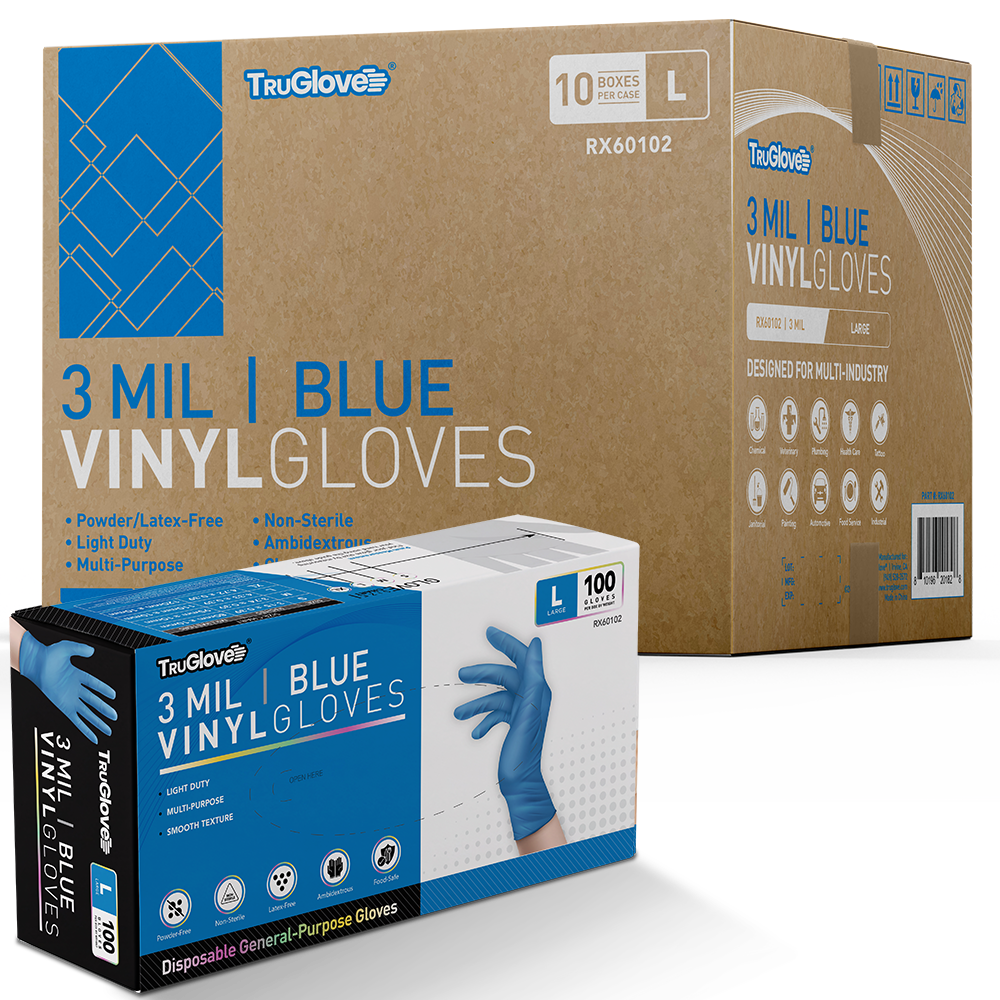 TruGlove 3 Mil Blue Vinyl Gloves box