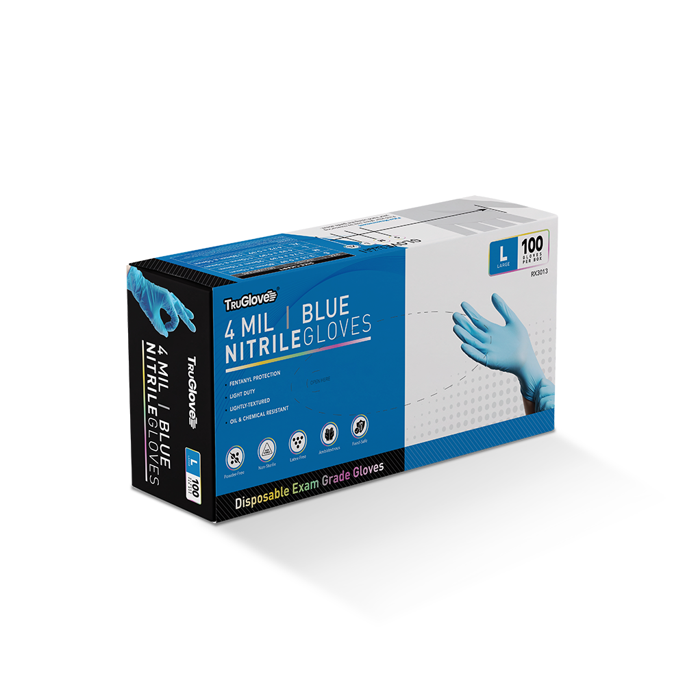 4 Mil Blue Nitrile Exam Gloves